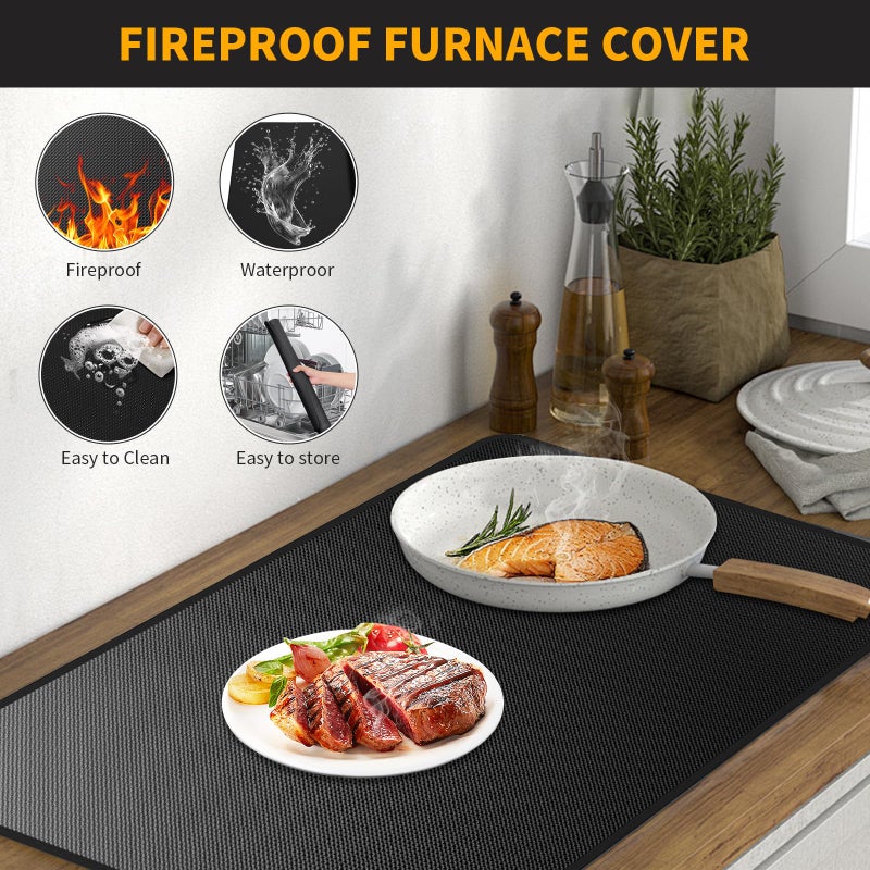 SONGC Stove Top Covers For Electric Stove Mat  Heat-Resistant Glass Surface Cover Fireproof Waterproof Oilproof 30 X 21 Inches Black - Image 4